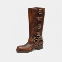 Brown Leather Knee High Boots Genuine