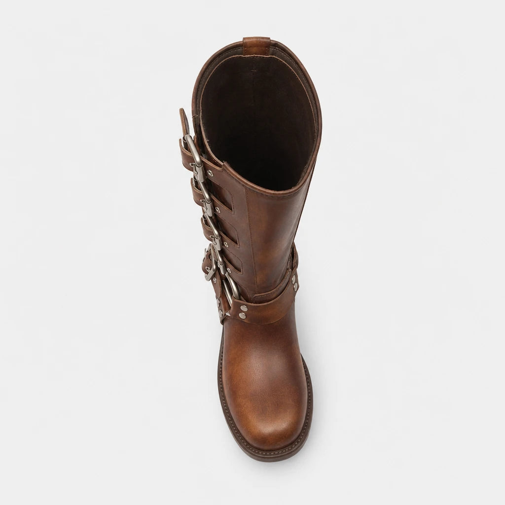 Brown Leather Knee High Boots Genuine