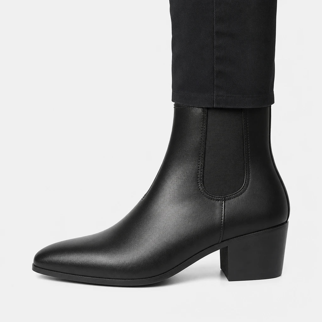 Chelsea Boots Men Pointed Toe High Heel