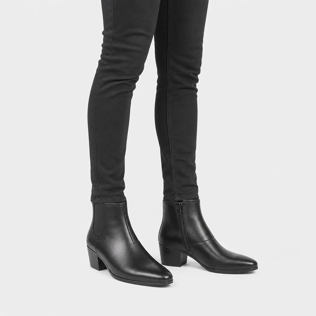 Chelsea Boots Men Pointed Toe High Heel