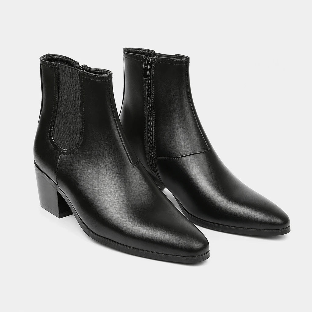 Chelsea Boots Men Pointed Toe High Heel