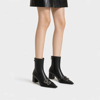 Chelsea Boots Women Pointed Toe Double Buckle