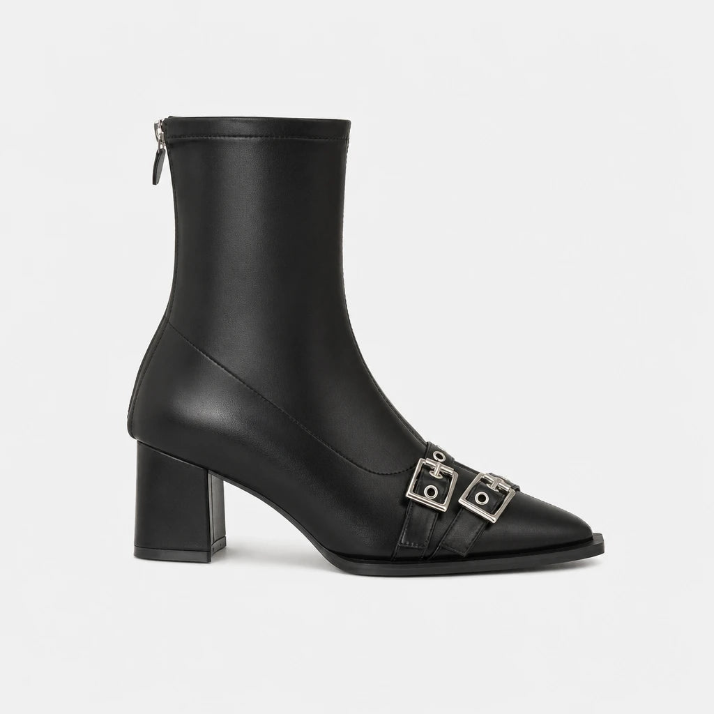 Chelsea Boots Women Pointed Toe Double Buckle