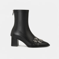 Chelsea Boots Women Pointed Toe Double Buckle