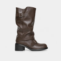 Chunky Knee High Boots Motorcycle