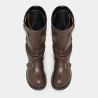 Chunky Knee High Boots Motorcycle