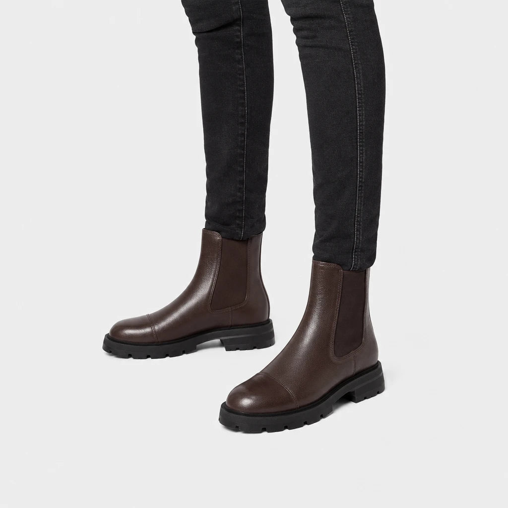 Chunky Sole Winter Chelsea Boots Leather