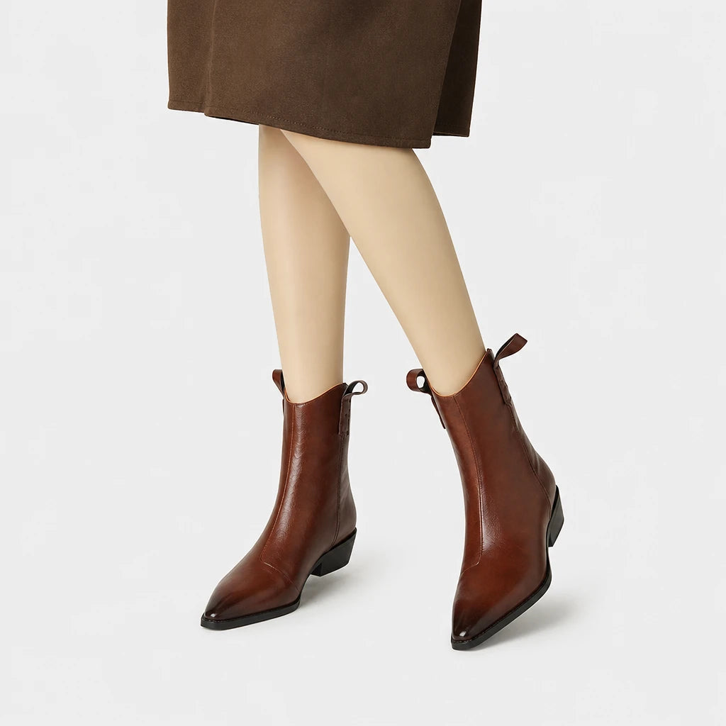 Cowboy Western Boots Pointed Toe Leather