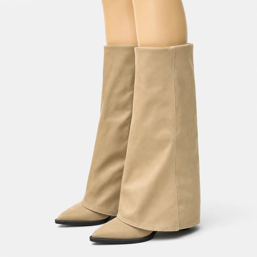 Knee High Heeled Boots Pointed Toe