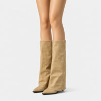 Knee High Heeled Boots Pointed Toe
