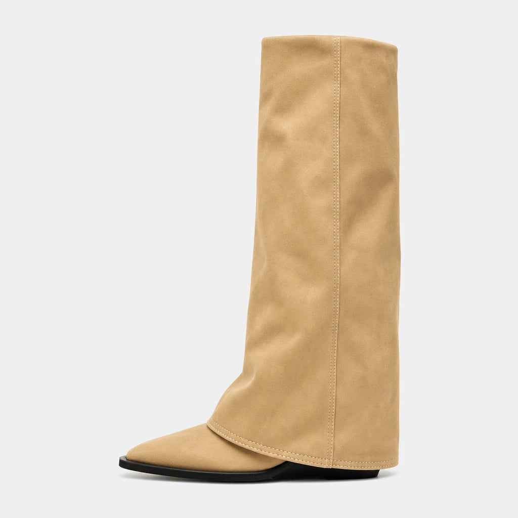 Knee High Heeled Boots Pointed Toe