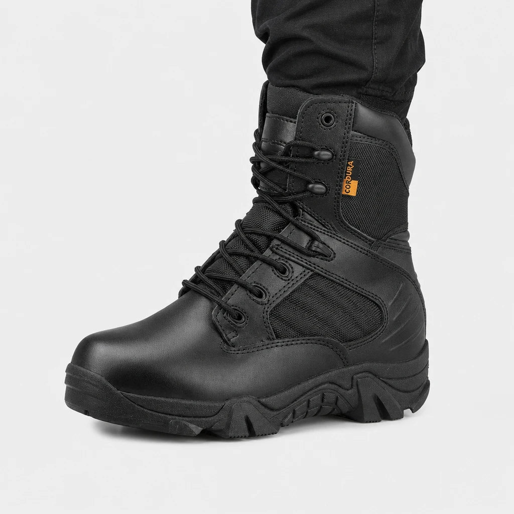 Men Black Tactical Combat Boots Leather Ankle