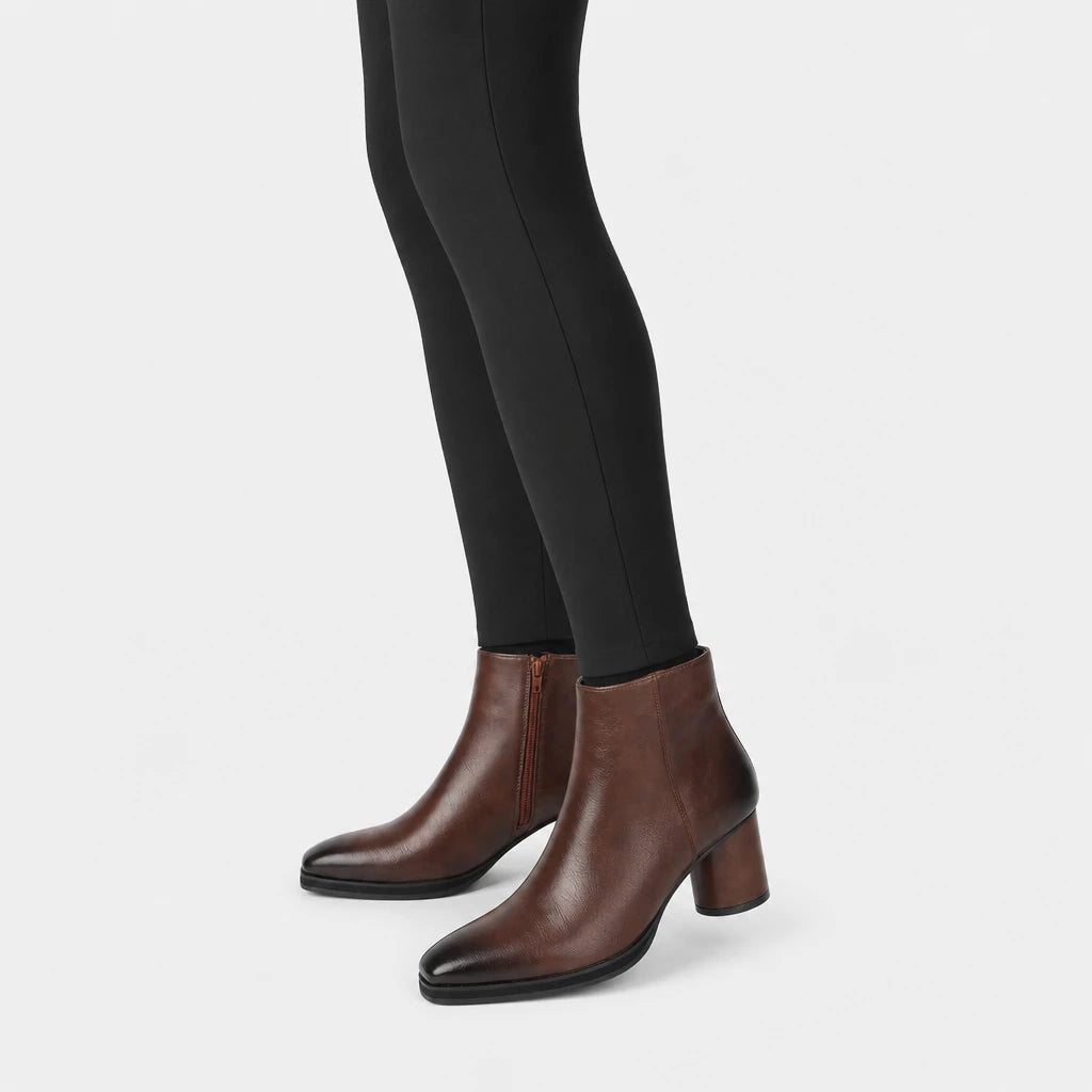 Men'S Black Heeled Ankle Boots With Zipper