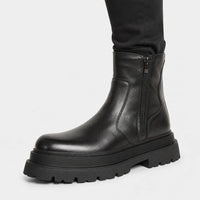 Men'S Black Leather Platform Chelsea Boots