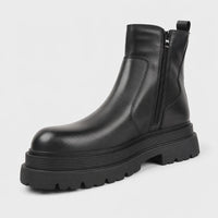 Men'S Black Leather Platform Chelsea Boots