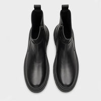 Men'S Black Leather Platform Chelsea Boots