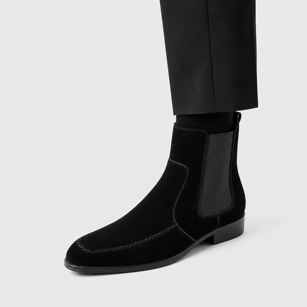 Men'S Black Suede Chelsea Boots