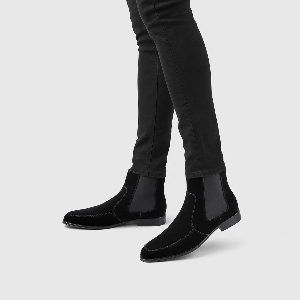 Men'S Black Suede Chelsea Boots