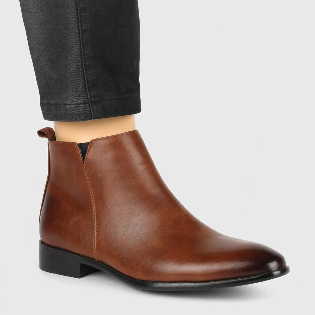 Men'S Brown Artificial Leather Boots