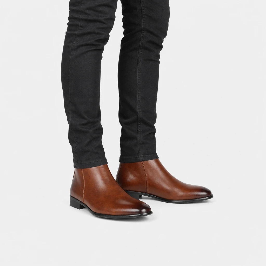 Men'S Brown Artificial Leather Boots
