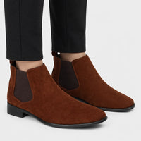 Men'S Brown Suede Chelsea Boots With Square Toe