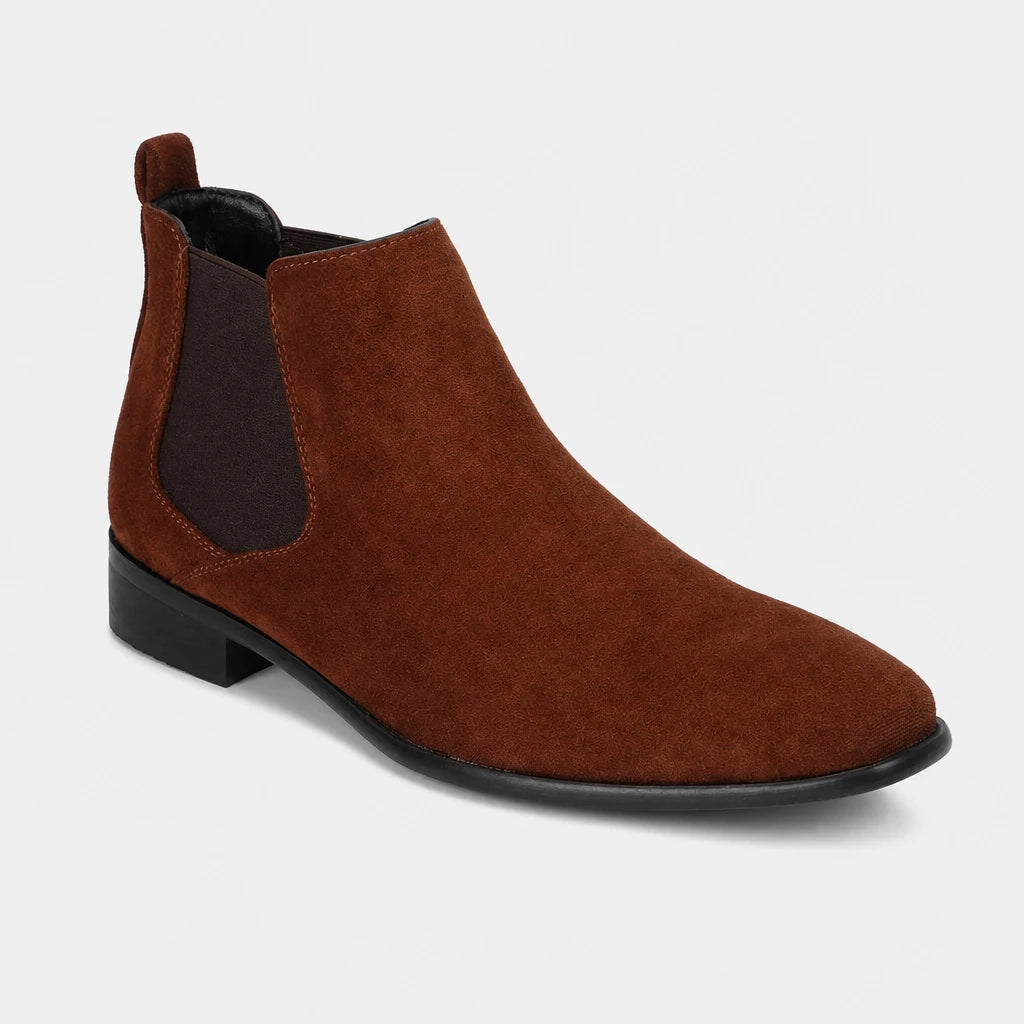 Men'S Brown Suede Chelsea Boots With Square Toe