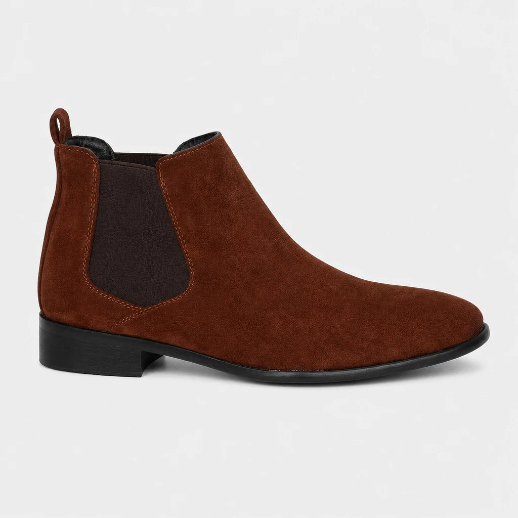Men'S Brown Suede Chelsea Boots With Square Toe