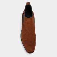 Men'S Brown Suede Chelsea Boots With Square Toe