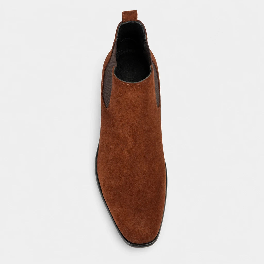 Men'S Brown Suede Chelsea Boots With Square Toe