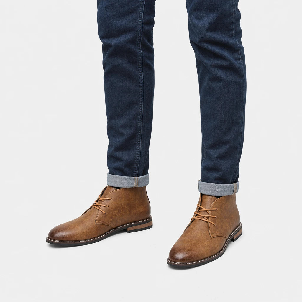 Men'S Faux Leather Desert Boots