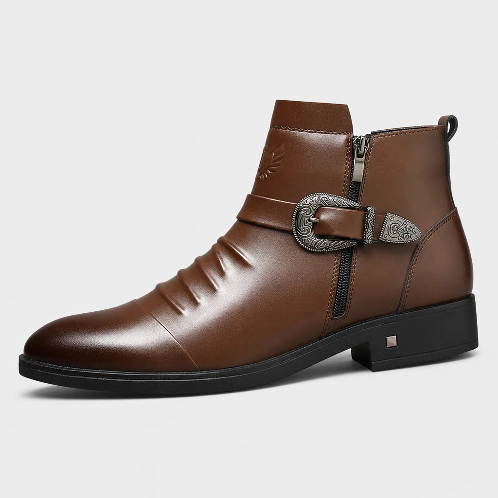 Men'S Leather Pointed Toe Ankle Boots