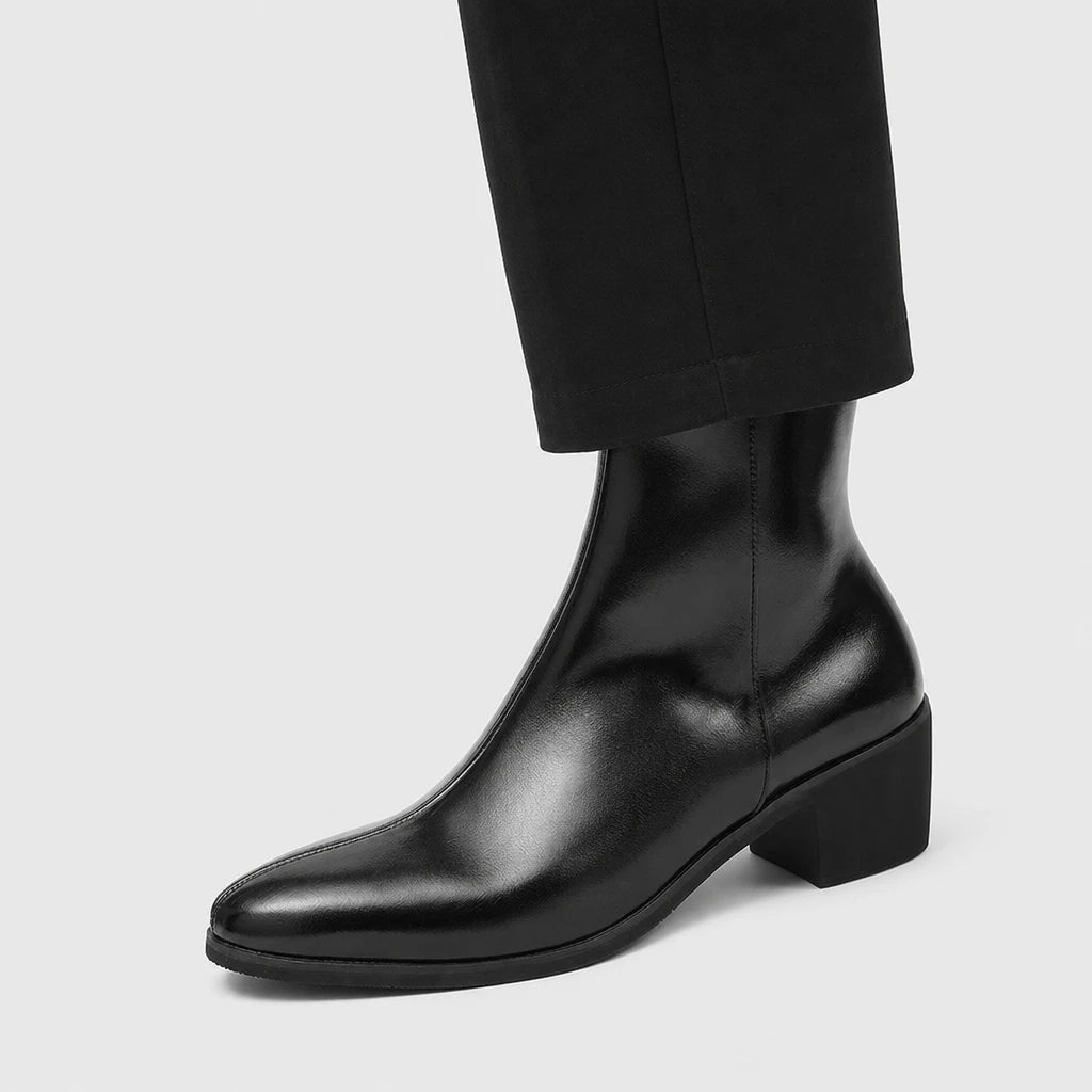 Men'S Pointed Toe Chelsea Boots With Block Heel