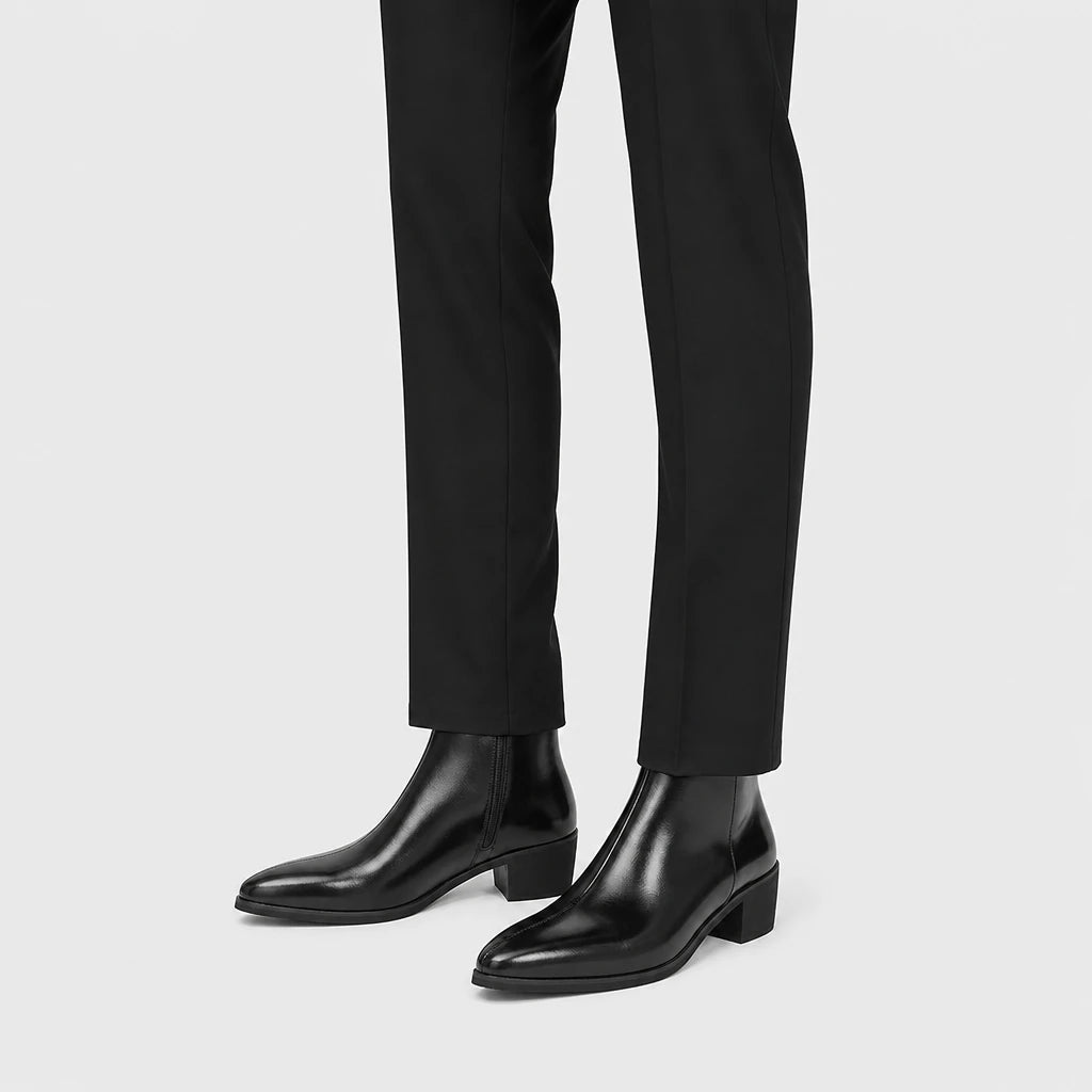 Men'S Pointed Toe Chelsea Boots With Block Heel