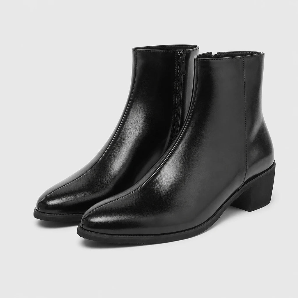 Men'S Pointed Toe Chelsea Boots With Block Heel
