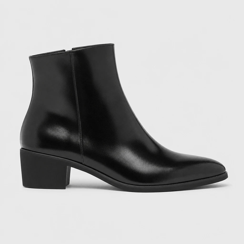 Men'S Pointed Toe Chelsea Boots With Block Heel