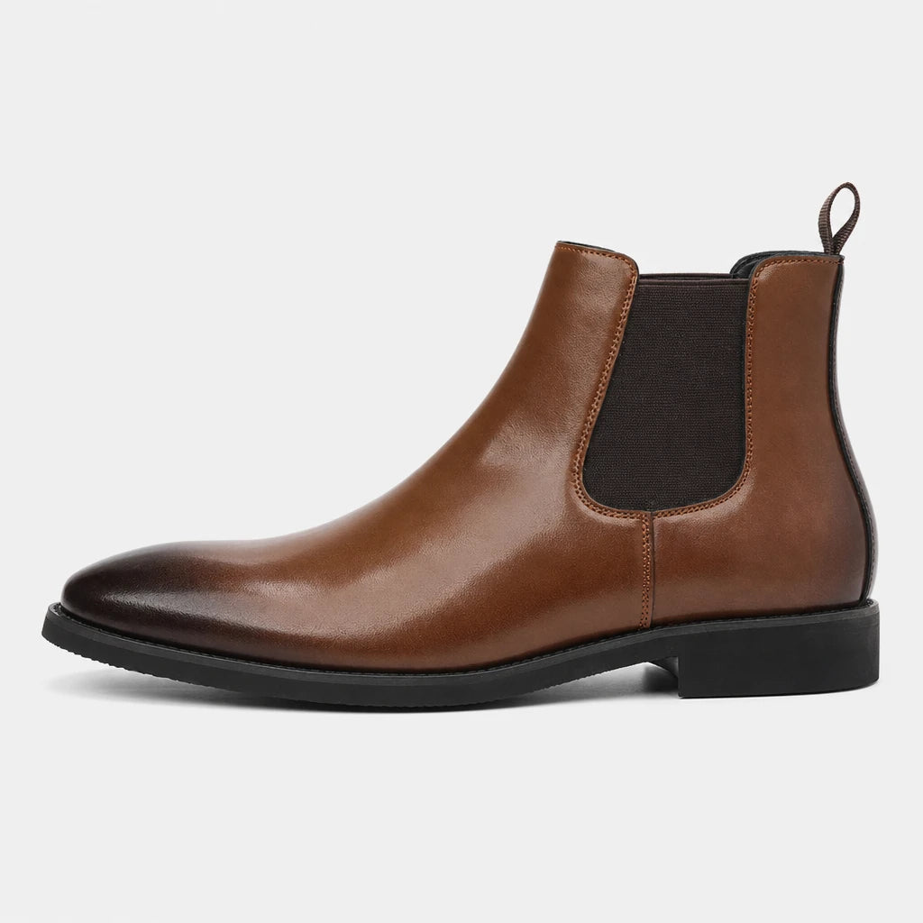 Men'S Tan Brown Burnished Chelsea Boots