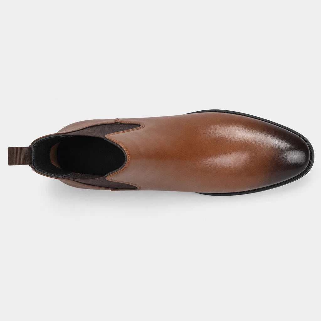 Men'S Tan Brown Burnished Chelsea Boots