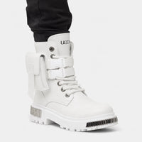 Men'S White Motorcycle Boots With Buckles