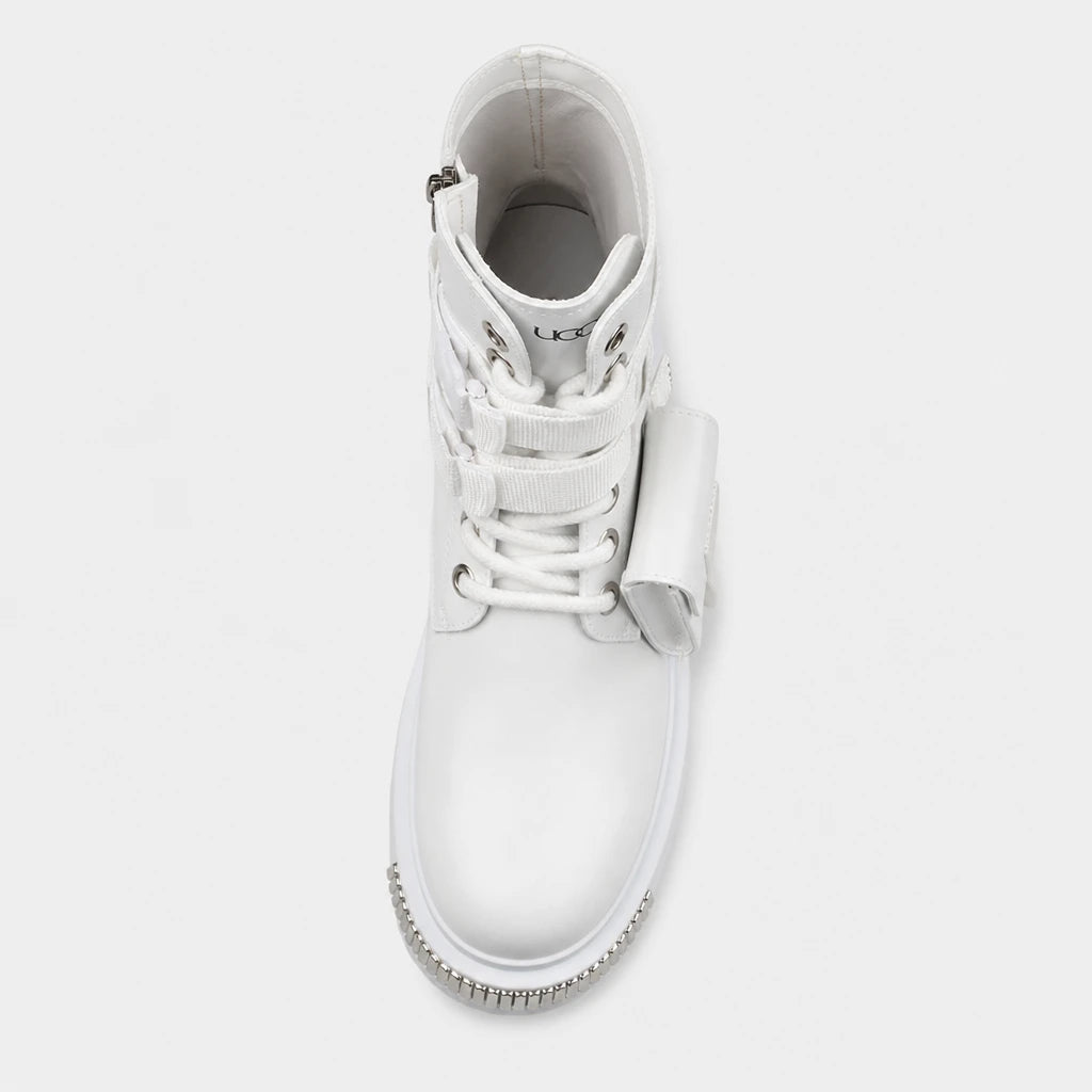 Men'S White Motorcycle Boots With Buckles