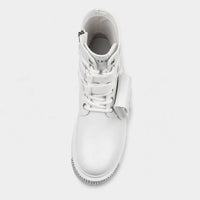 Men'S White Motorcycle Boots With Buckles
