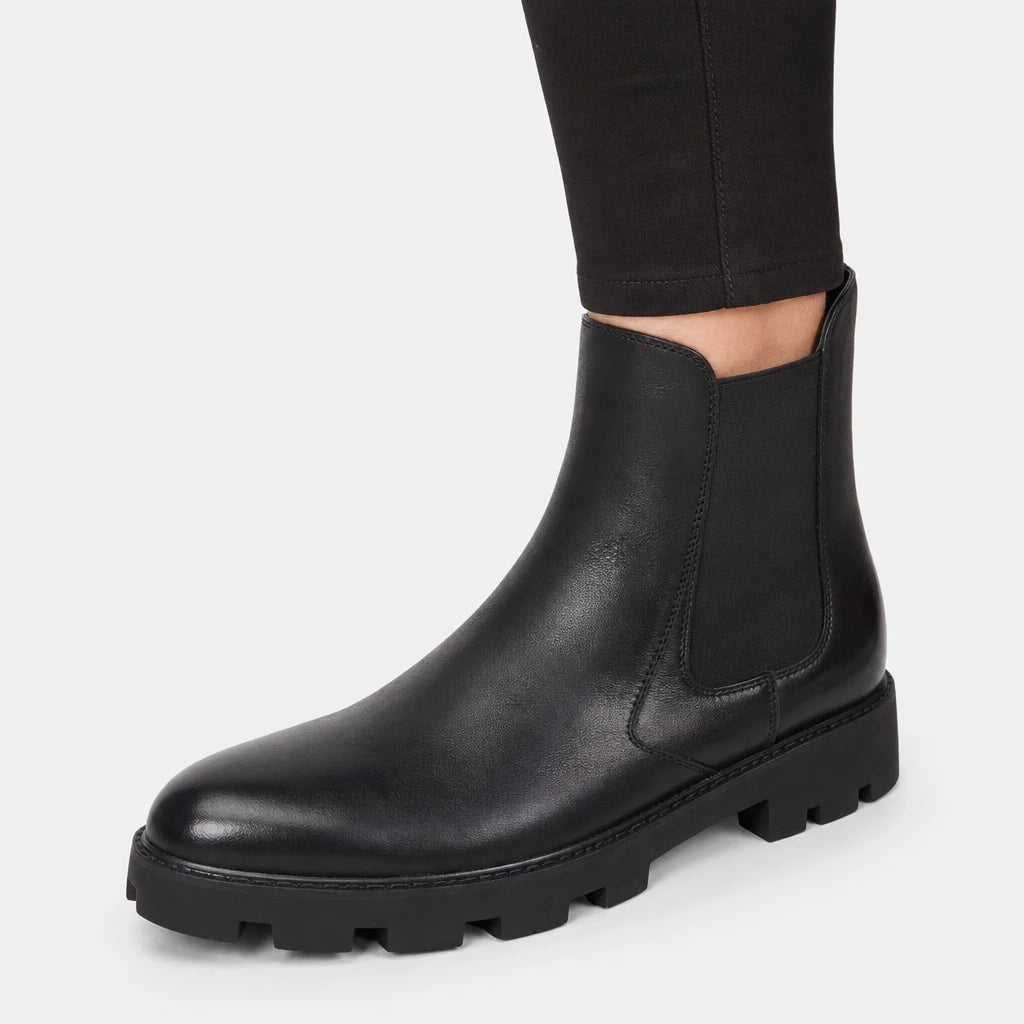 Mens Black Leather Chelsea Boots Genuine