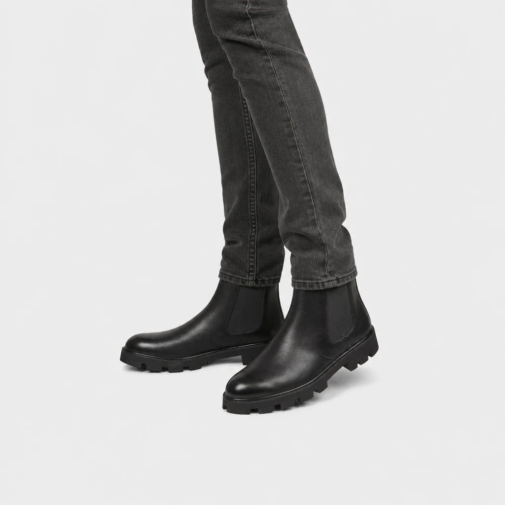 Mens Black Leather Chelsea Boots Genuine