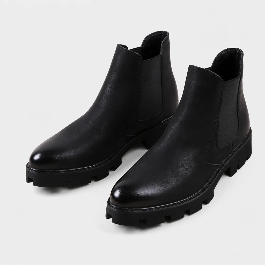 Mens Black Leather Chelsea Boots Genuine