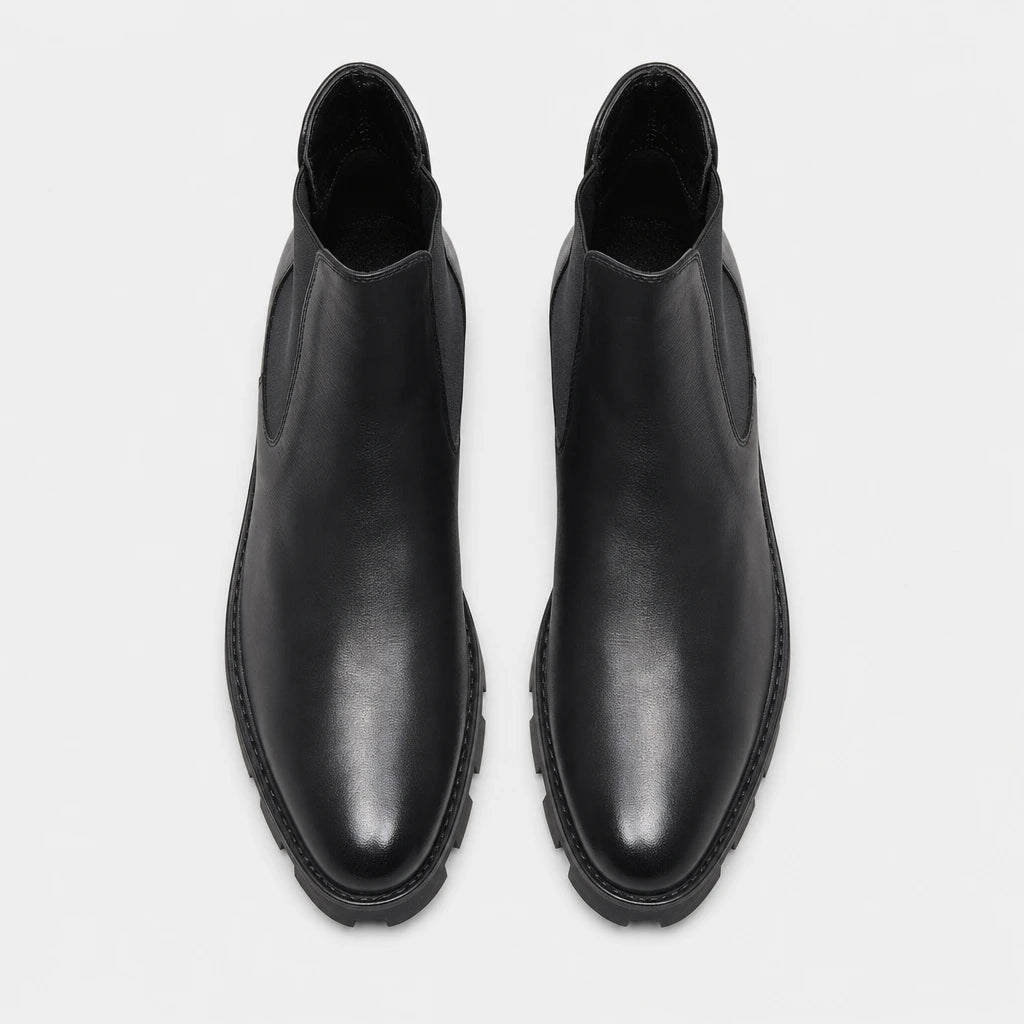 Mens Black Leather Chelsea Boots Genuine