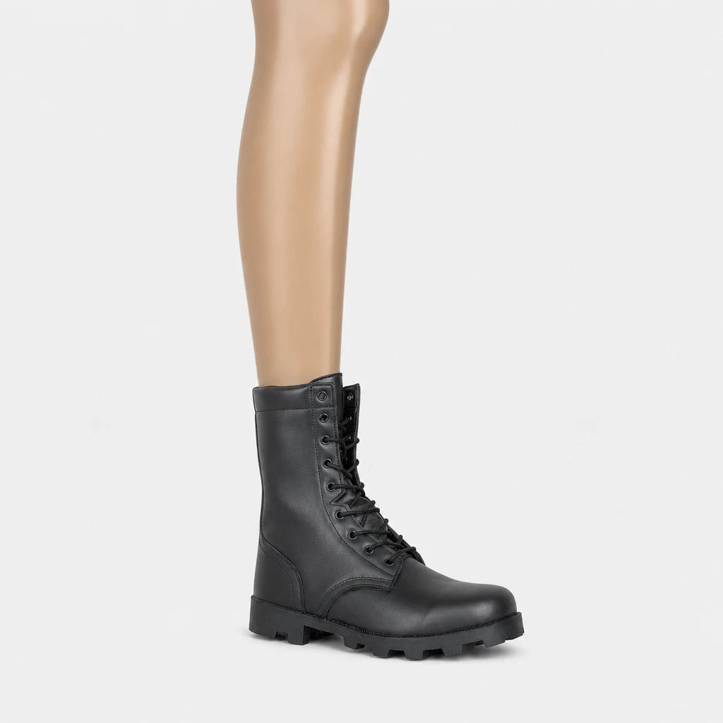 Mens Black Leather Tactical Boots