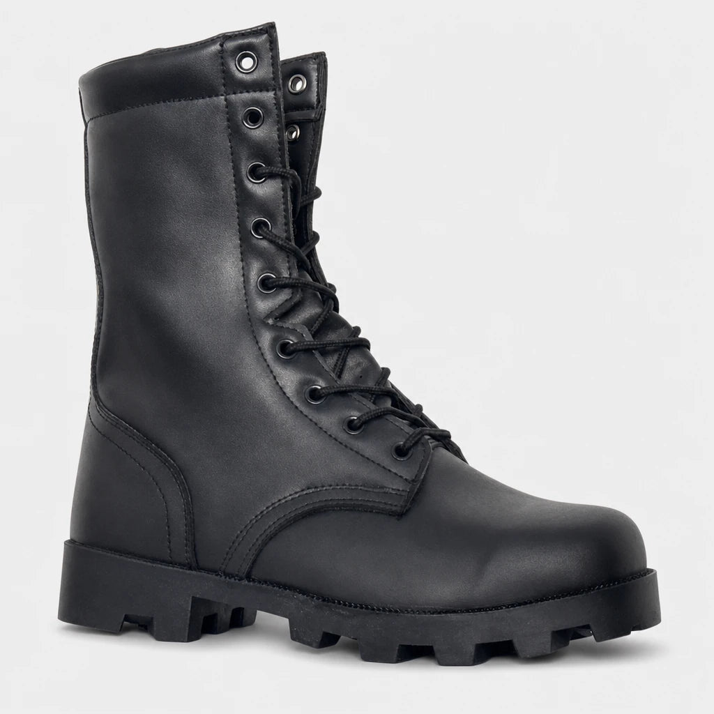Mens Black Leather Tactical Boots