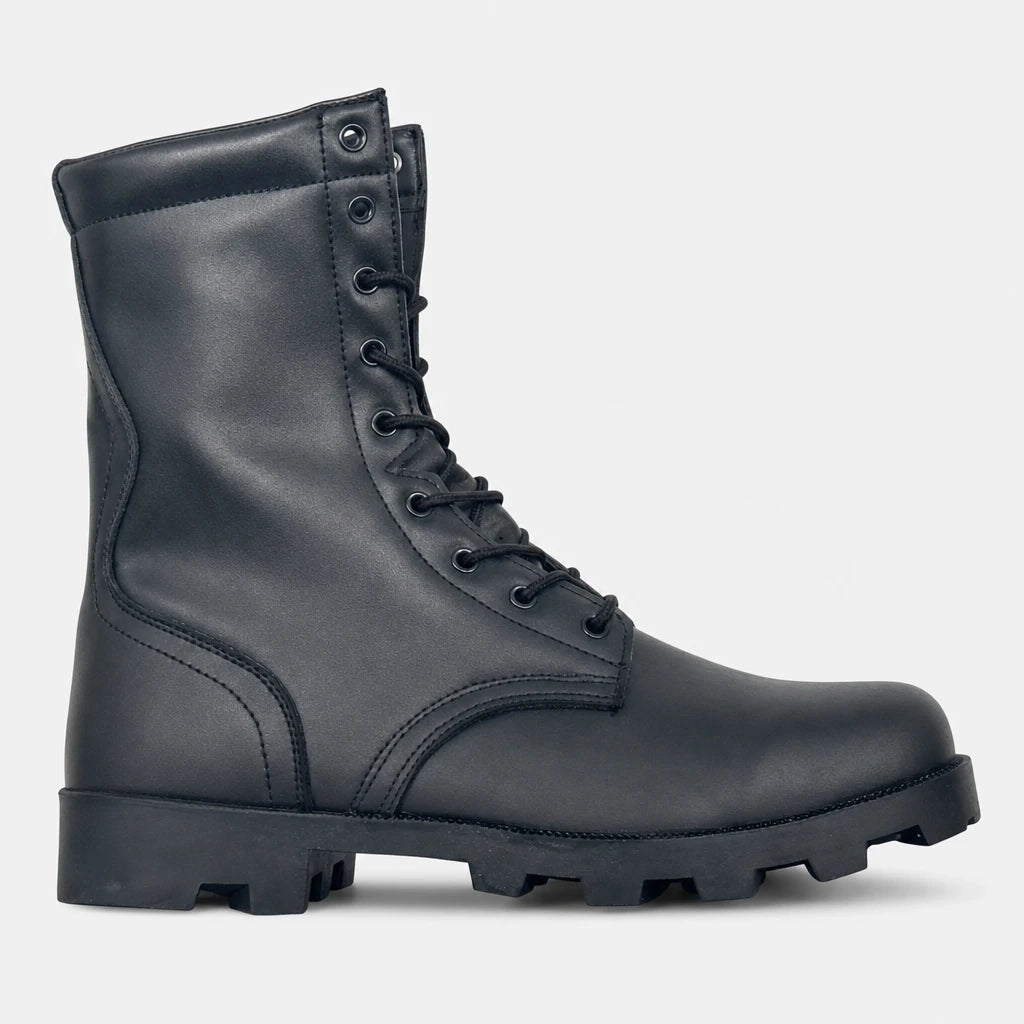 Mens Black Leather Tactical Boots