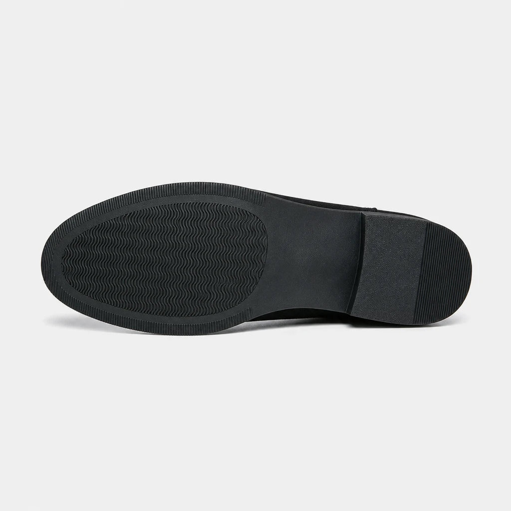 Mens Black Suede Slip On Boots Faux