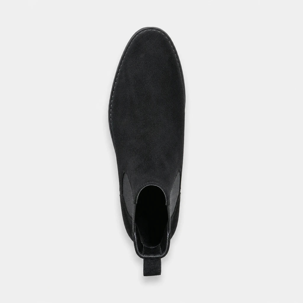 Mens Black Suede Slip On Boots Faux