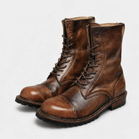 Mens Brown Boots Leather Lace-Up